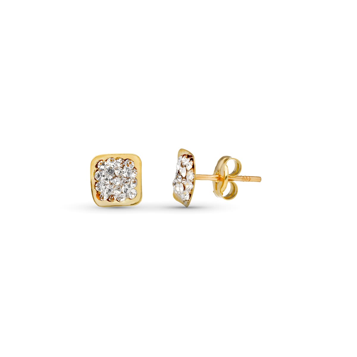 Pendientes Cuadrados con Circonitas 6 x 6 mm. de oro amarillo 9K