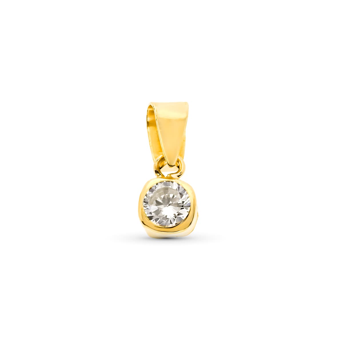 Colgante Chaton Cuadrado con Circonita. Ancho: 4 mm de oro amarillo 9K