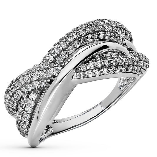 9K SORTIJA ORO BLANCO CON CIRCONITAS. ANCHO: 9 MM