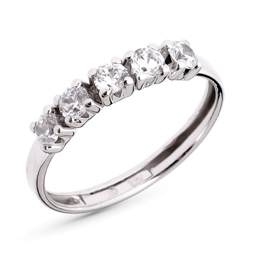 9K SORTIJA QUINTILLO ORO BLANCO CON CIRCONITAS EN GARRAS DE 3 MM