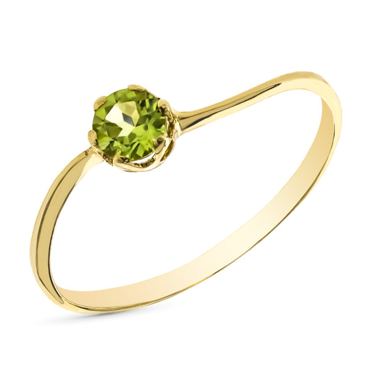 9K SOLITARIO ORO AMARILLO OLIVINA NATURAL 0,290 QTS. ANCHO: 4 MM