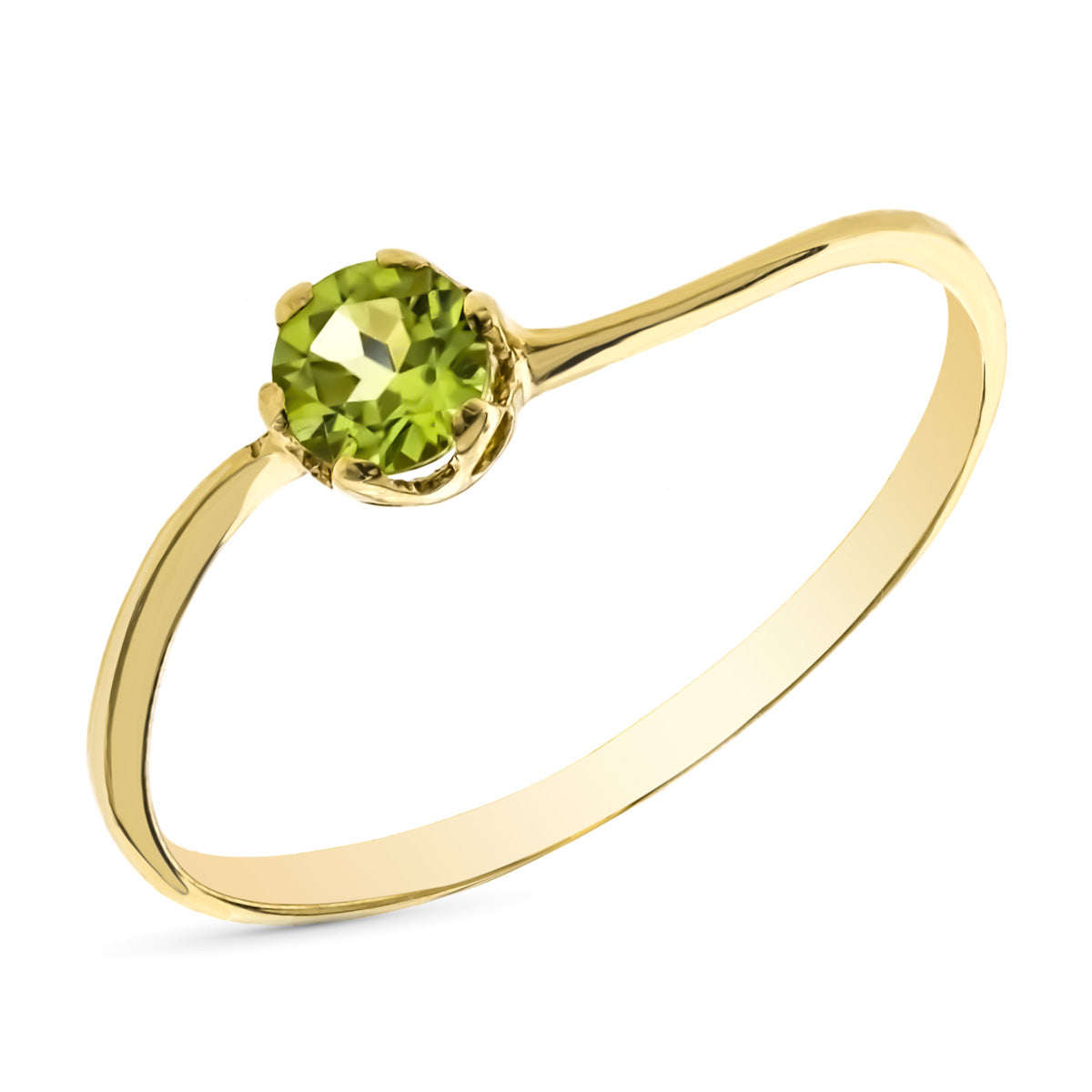 Solitario Olivina Natural 0,290 Qts. Ancho: 4 mm de oro amarillo 9K