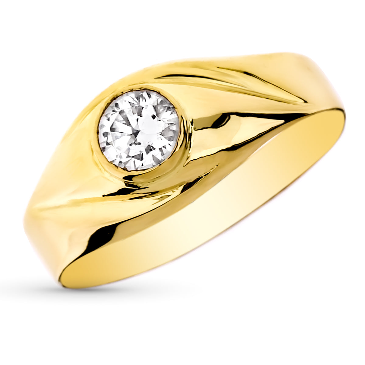 Solitario Cadete con Circonita de 5 mm. Ancho: 8,5 mm de oro amarillo 9K