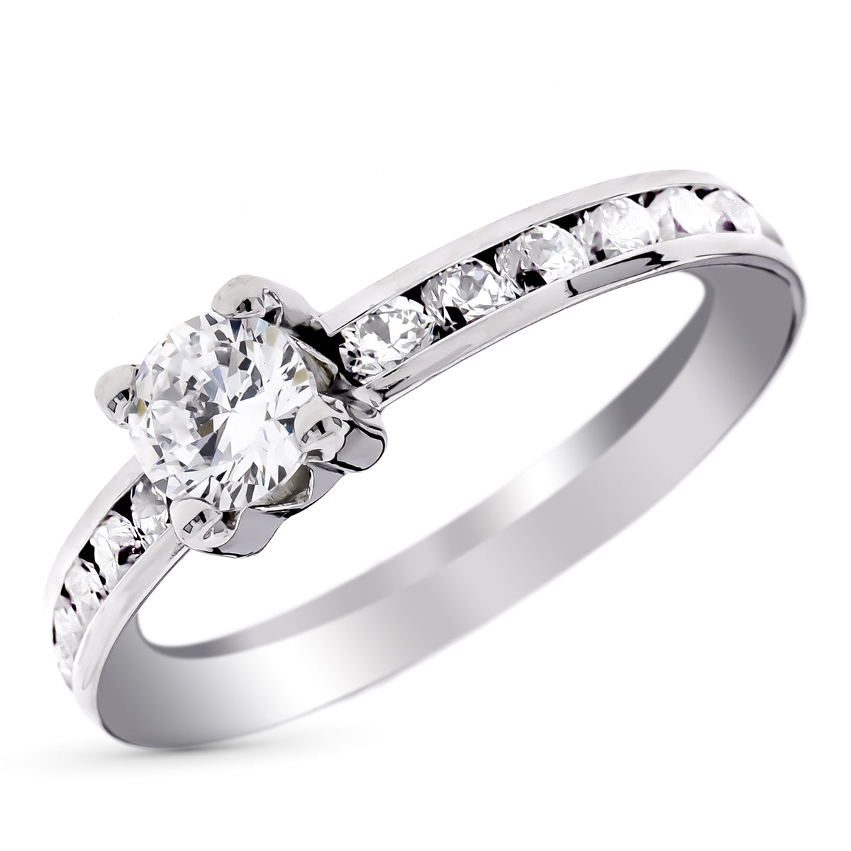 9K SOLITARIO ORO BLANCO CUERPO CIRCONITAS EN CARRIL Y CIRCONITA CENTRAL DE 4 MM