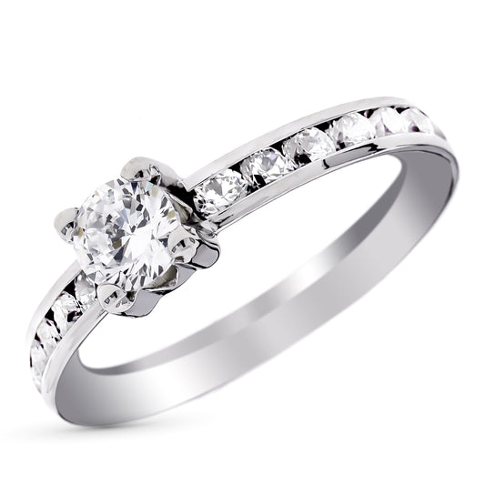 9K SOLITARIO ORO BLANCO CUERPO CIRCONITAS EN CARRIL Y CIRCONITA CENTRAL DE 4 MM