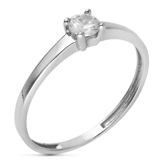 9K SOLITARIO ORO BLANCO CON CIRCONITA DE 4 GARRAS. ANCHO: 4 MM