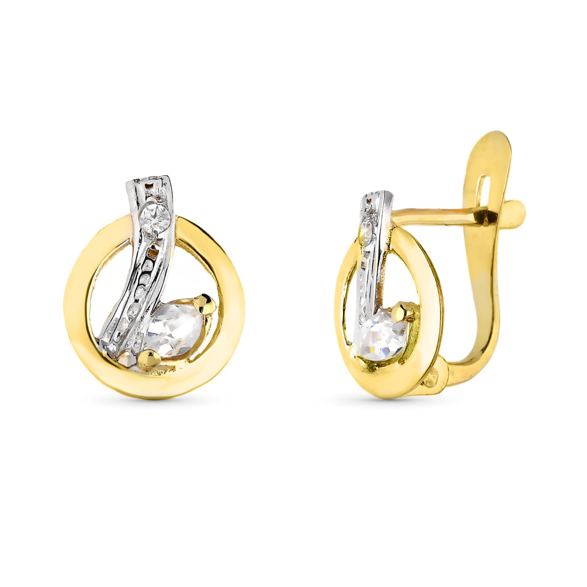 Pendientes Bicolor Comunion Circonita 9 x 7 mm 9K
