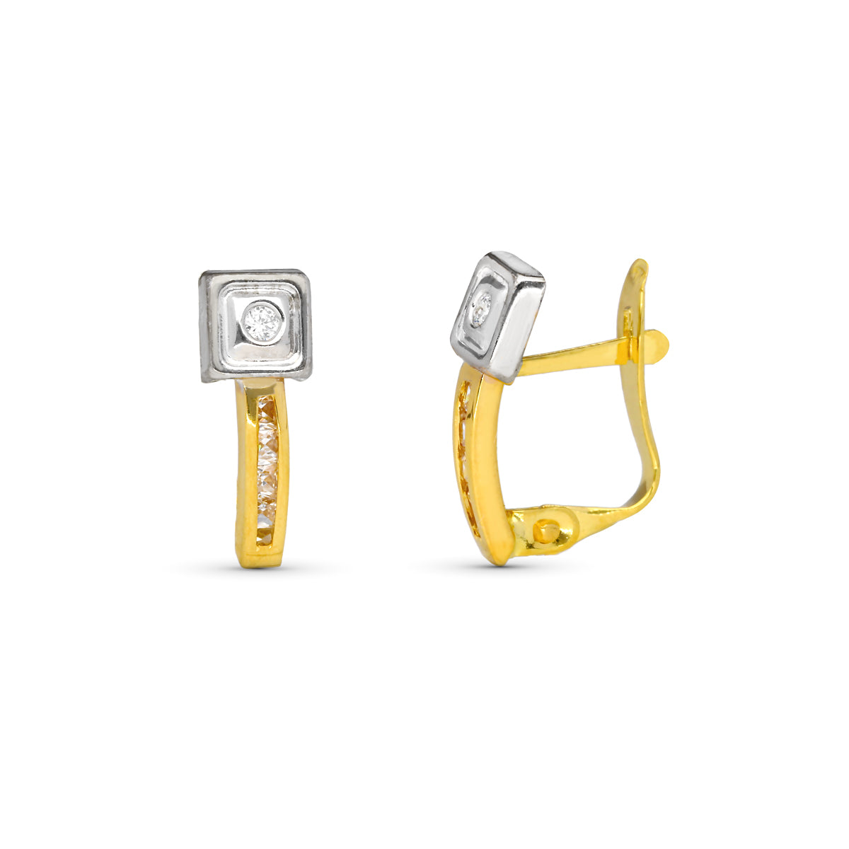 Pendientes Bicolor Comunion Circonita 13 x 5 mm catalán 9K