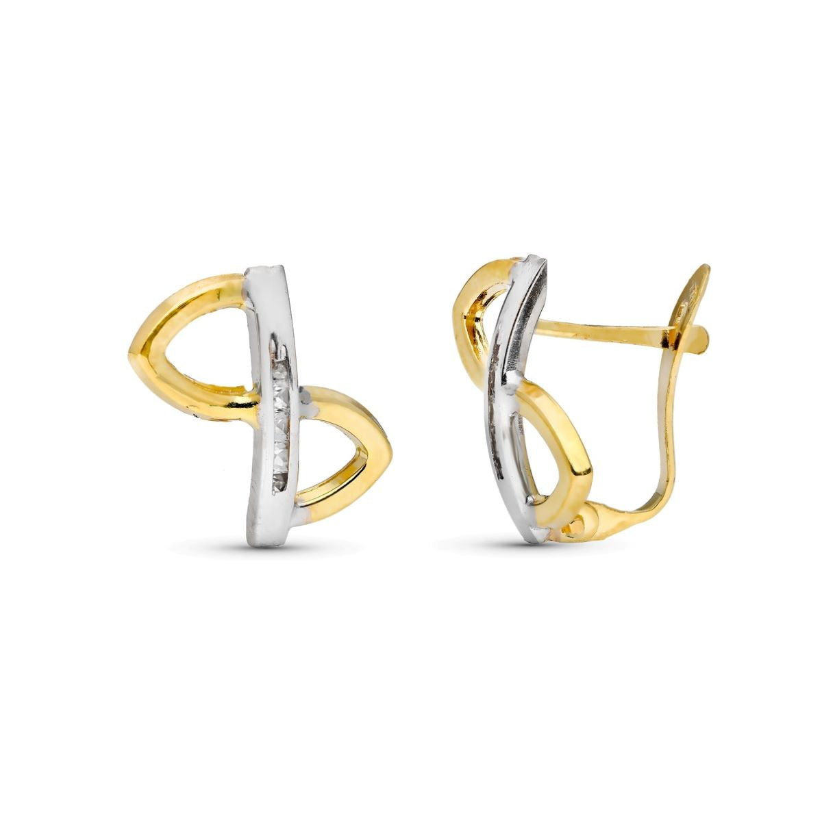 Pendientes Bicolor Circonita Comunion 14 x 13 mm catalán 9K