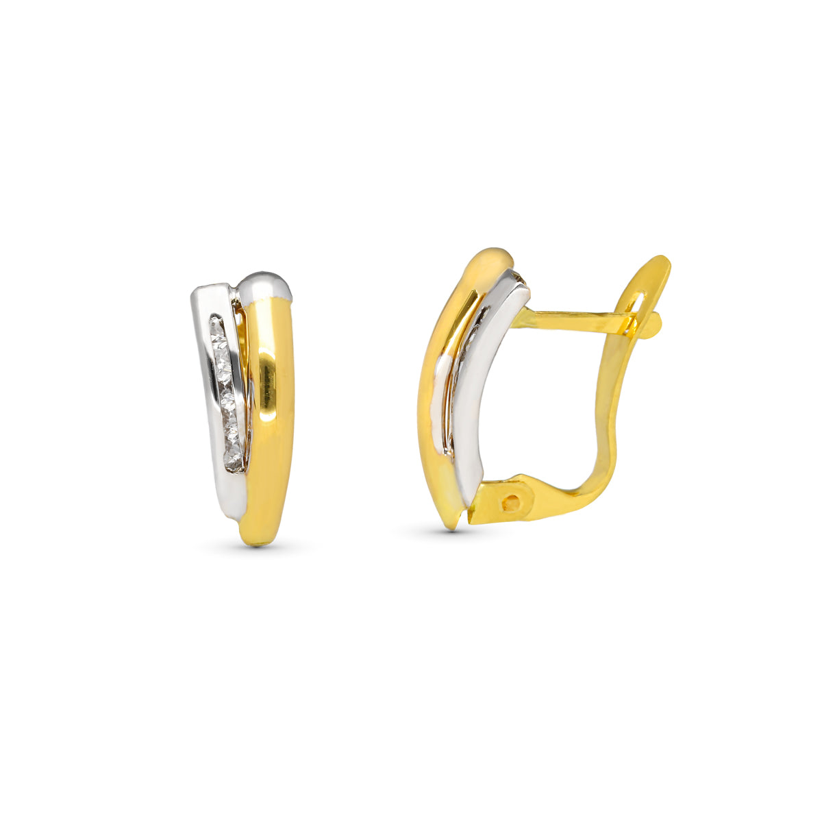 Pendientes Bicolor 13 x 5 mm de oro amarillo 9K