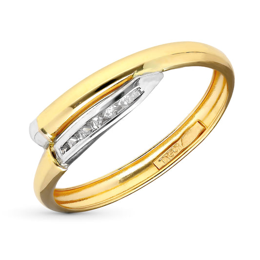 9K SORTIJA ORO BICOLOR BANDAS CRUZADAS CON CIRCONITA EN CARRIL. ANCHO: 5,5 MM