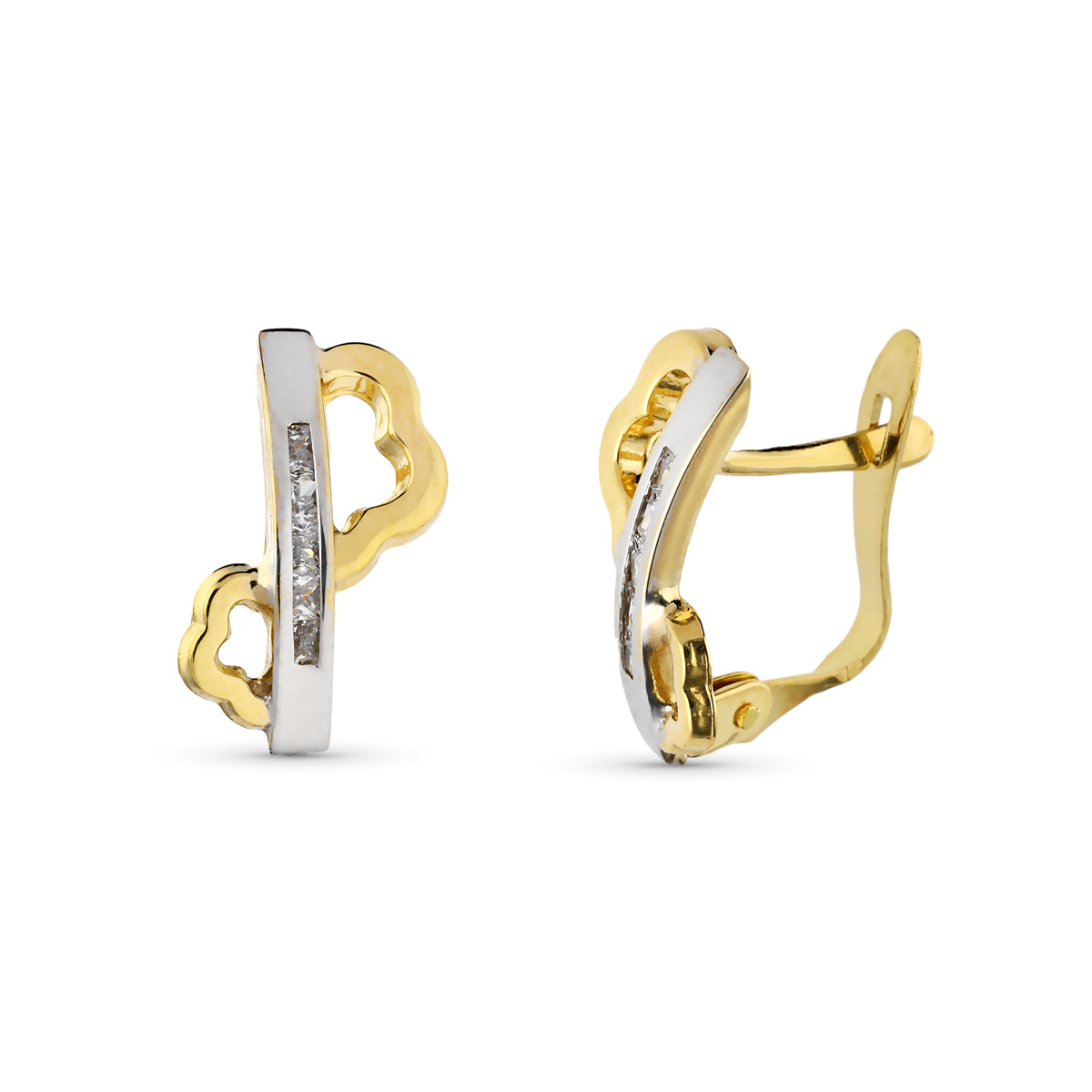 Pendientes Bicolor 13 x 7 mm 9K