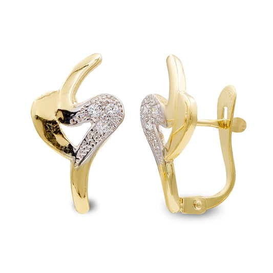 Pendientes Bicolor Comunion Circonita 15 x 10 mm. 9K