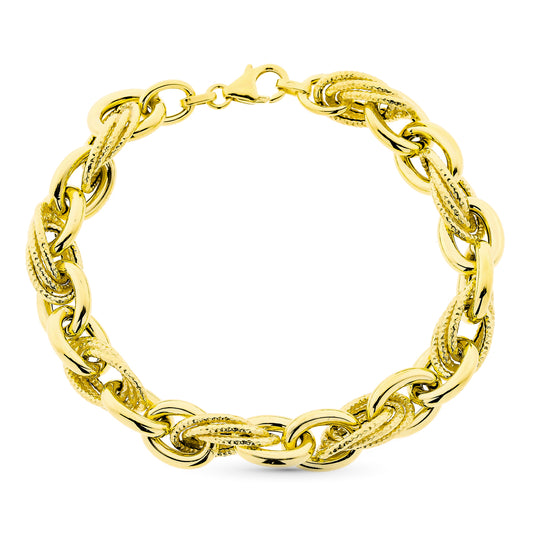 9K PULSERA ORO AMARILLO TRIPLE ESLABON. 20CM