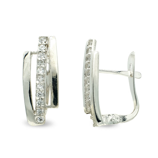 Pendientes Circonita catalán 15 x 6 mm de oro blanco 9K
