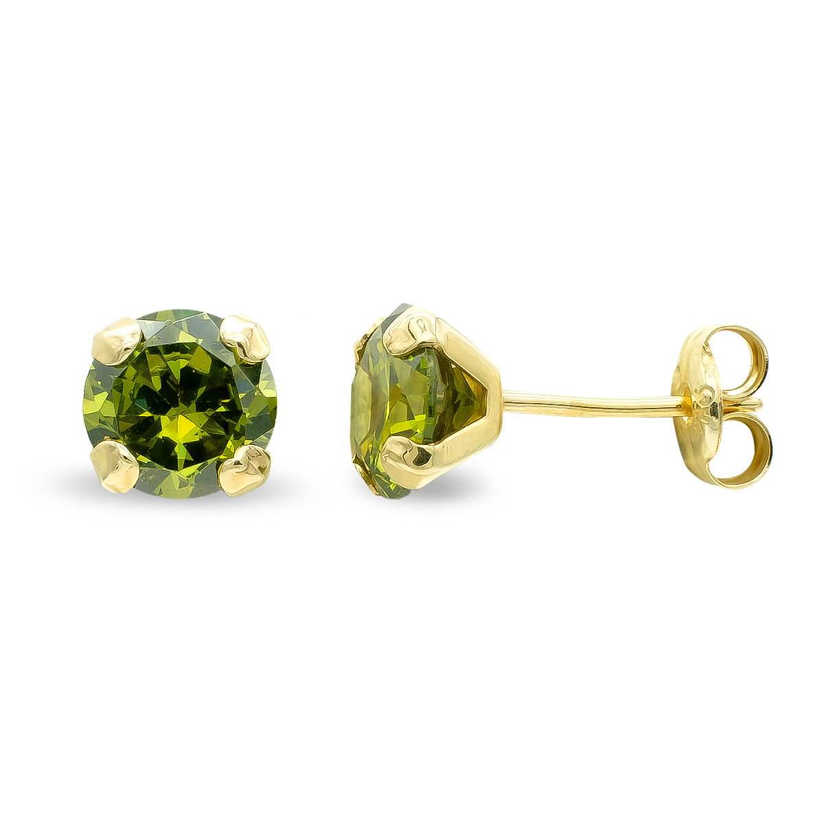 Pendientes Olivina Garras 6 mm de oro amarillo 9K