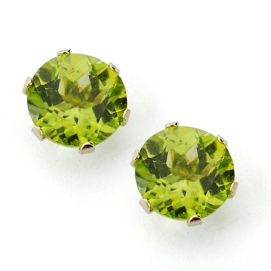Pendientes Garra Inglesa Olivina Natural 7 mm 2,88 Qts de oro amarillo 9K