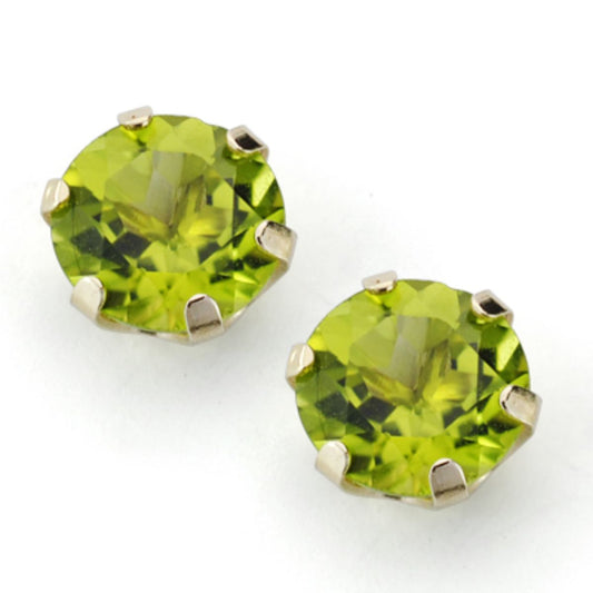 Pendientes Olivina Natural Garra Calada 8 mm 3,90 Qts de oro amarillo 9K