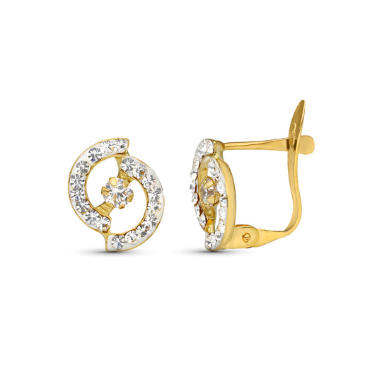 Pendientes Bicolor Comunion Bandas Piedras 10 x 8 mm catalán 9K