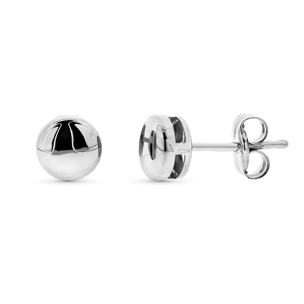 Pendientes Chaton Liso Redondo 5,5 mm de oro blanco 9K
