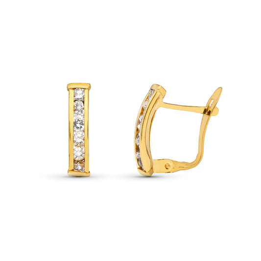 Pendientes Bandas con Carril de Circonita 14 x 3 mm catalán de oro amarillo 9K
