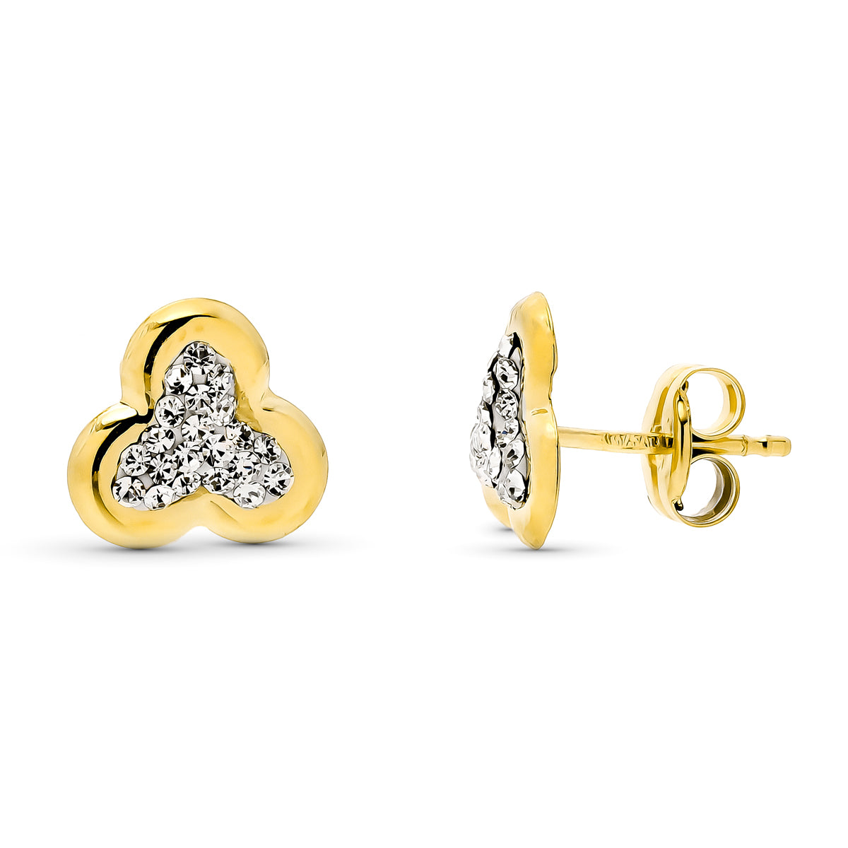 Pendientes Trebol Piedras 8 x 8 mm de oro amarillo 9K