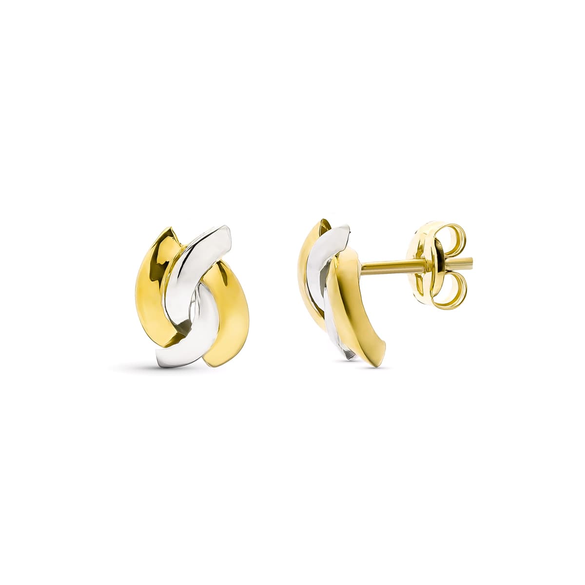 Pendientes Bicolor Bandas 9 x 6 mm 18K