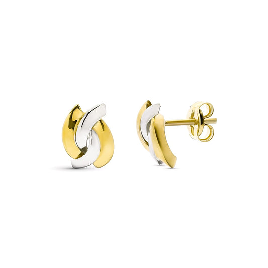 Pendientes Bicolor Bandas 9 x 6 mm 18K