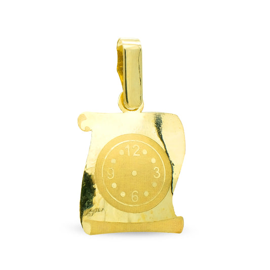 Colgante Pergamino Reloj Laser 16 x 12 mm de oro amarillo 9K