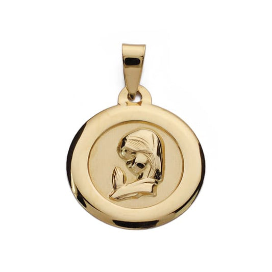 Medalla Virgen Niña Cerco Liso 18 mm de oro amarillo 9K