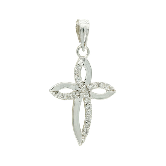 Cruz Circonita 23 x 15 mm de oro blanco 9K