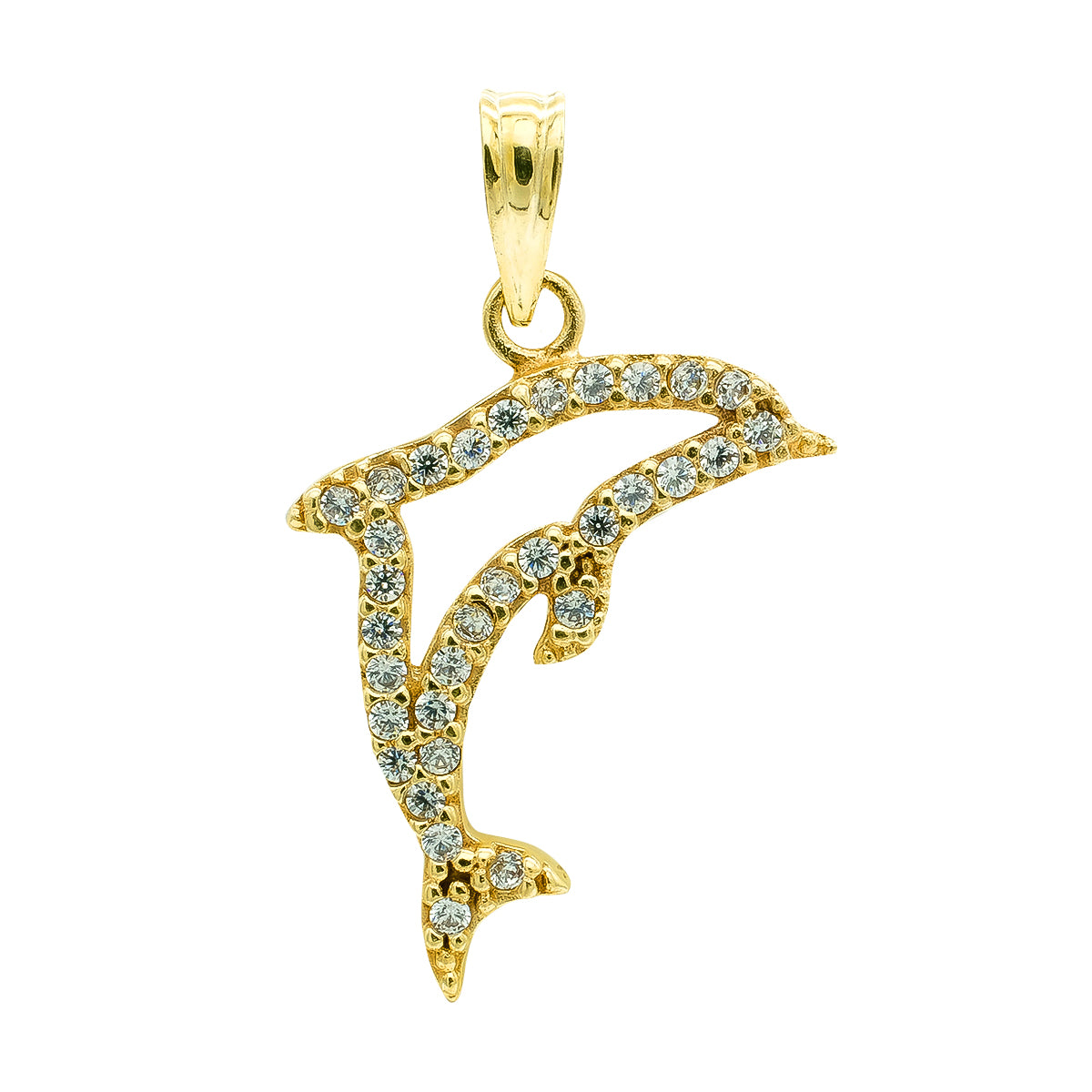Colgante Delfin Circonita 21 x 18 mm de oro amarillo 9K