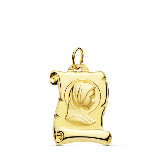 Colgante Pergamino Virgen Niña 18 x 12 mm de oro amarillo 9K