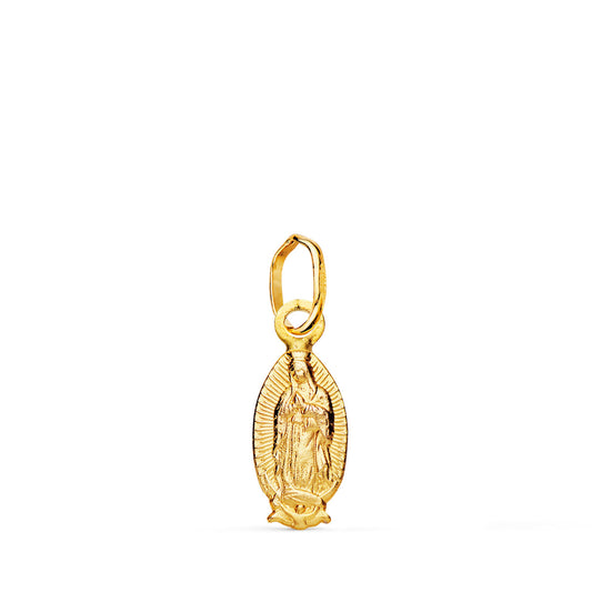 Medalla Virgen de Guadalupe Mexico Silueta Matizada 14 x 6 mm de oro amarillo 18K