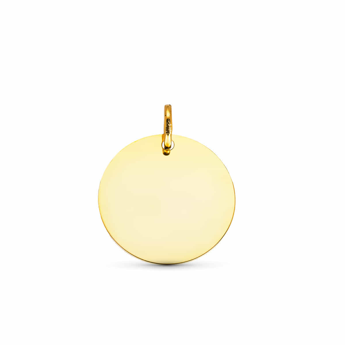 Colgante Disco Liso Brillo 18 mm 18K