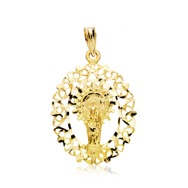 Medalla Virgen del Pilar Orla 28 x 21 mm de oro amarillo 18K