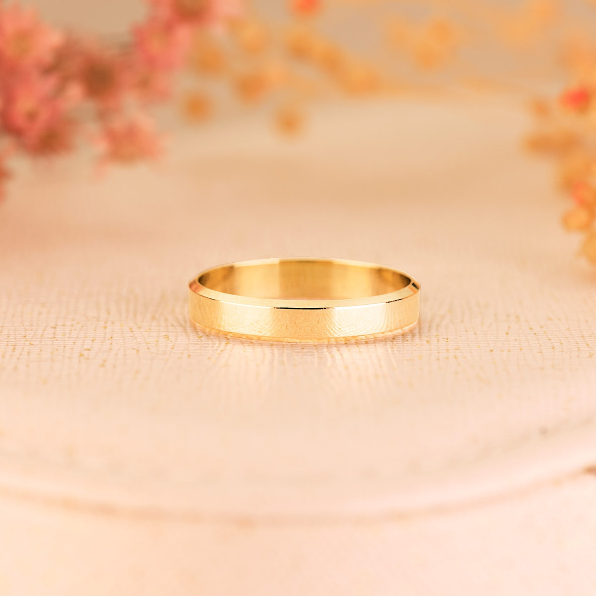 Alianza de Lisa Brillo Bordes. Ancho: 3 mm. de oro amarillo 9K