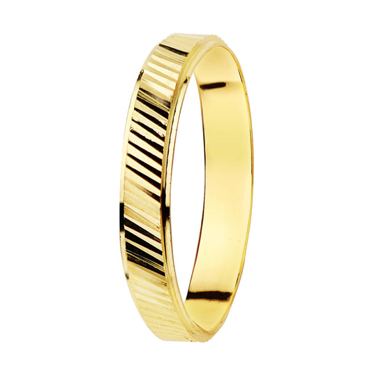 9K ALIANZA ORO AMARILLO TALLADA. ANCHO: 3 MM.