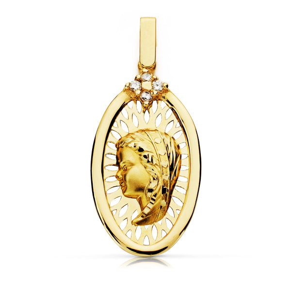 Medalla Virgen Niña 27 x 15 mm de oro amarillo 9K