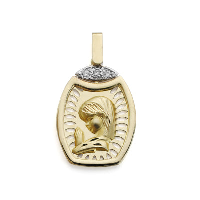Medalla Virgen Niña 24 x 16 mm de oro amarillo 9K