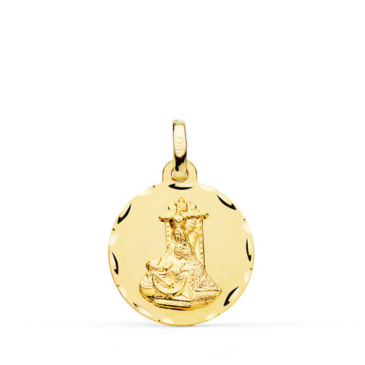 Medalla Virgen de Las Angustias Tallada 18 mm de oro amarillo 9K