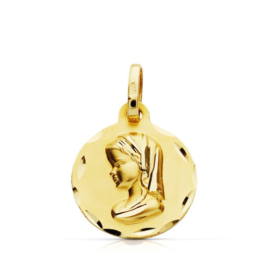 Medalla Virgen Niña 18 mm de oro amarillo 9K
