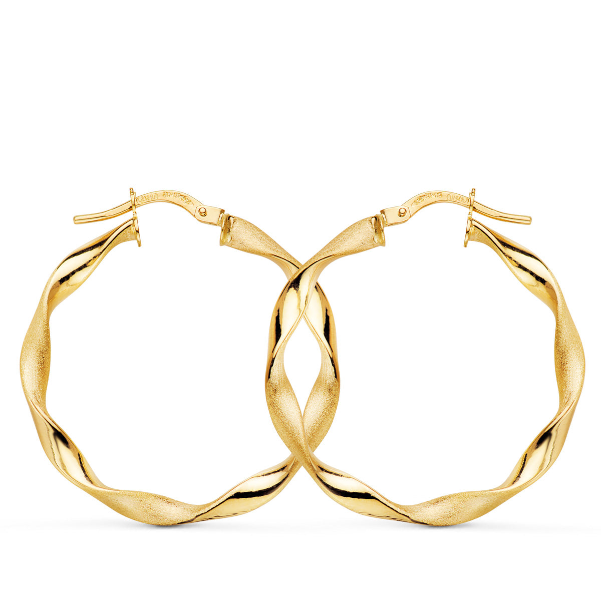 9K AROS ORO AMARILLO HUECOS RETORCIDOS MATE Y BRILLO 29X2.5 MM