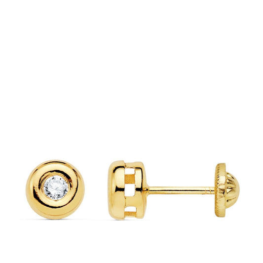 Pendientes Chaton Diamantes Laboratorio 0,200 Qts Si-h. Medida: 6,5 x 6,5 mm. Cierre Tuerca de oro amarillo 9K