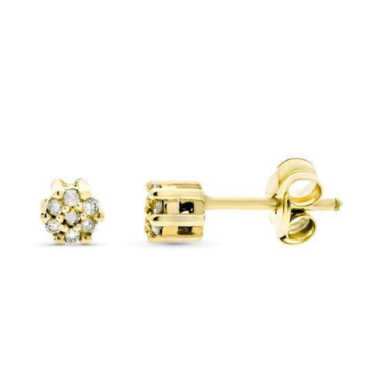 Pendientes Cuajo Diamantes 0,07 Cts Si-h Tuerca de oro amarillo 9K