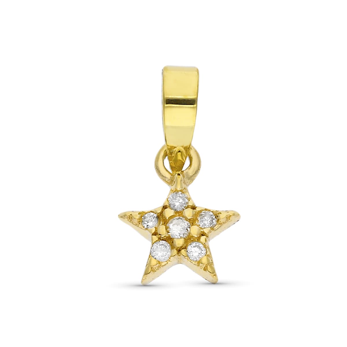Colgante Minimal Estrella Diamantes 0,033 Cts 6 mm de oro amarillo 9K