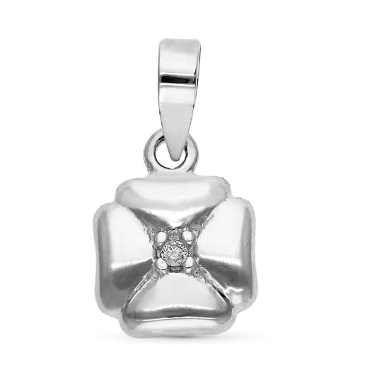 Colgante Trebol Diamantes 0,008 Qts 7 x 7 mm de oro blanco 9K
