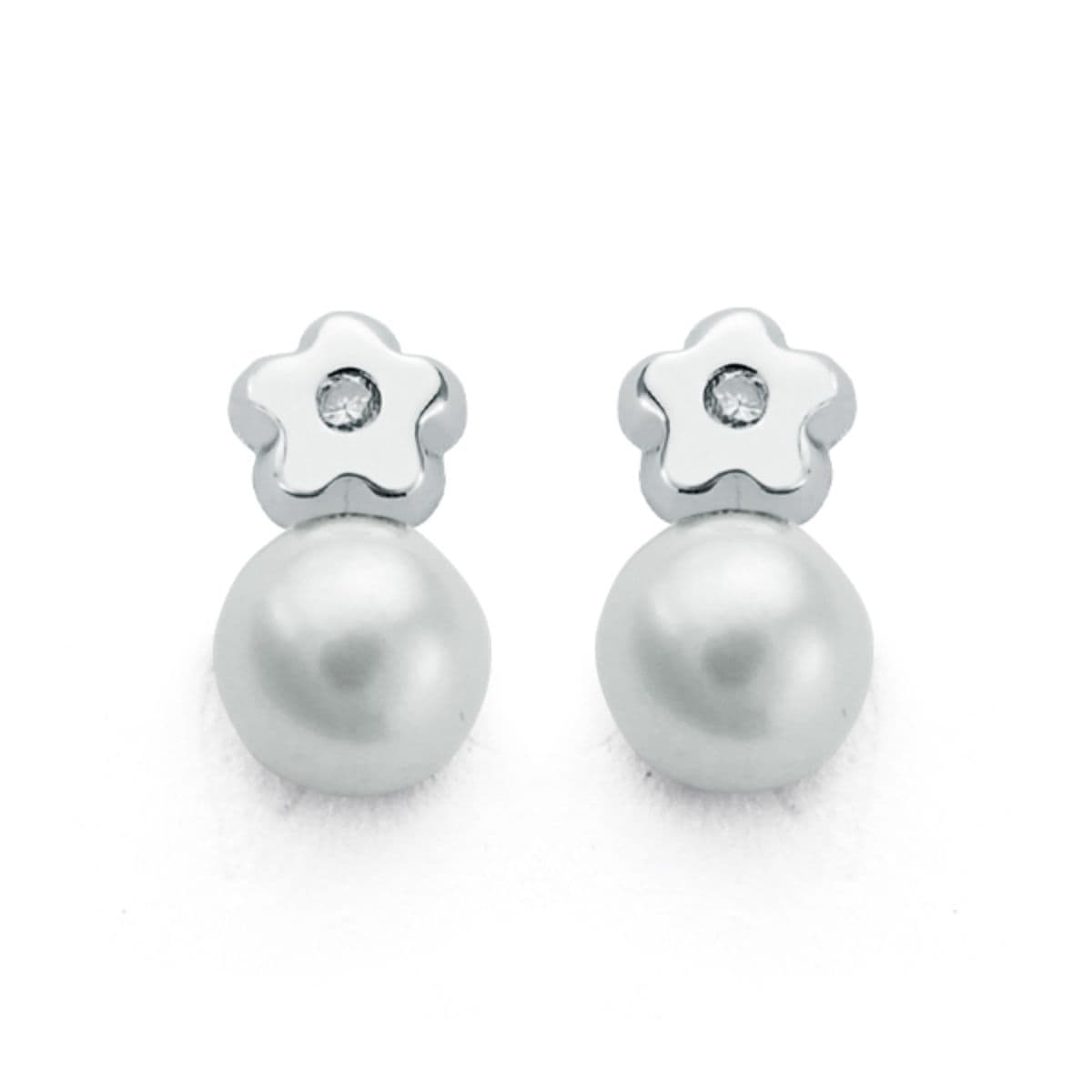 Pendientes Diamantes 9 x 5 mm 0,02 Cts Si-h Cierre Tuerca de oro blanco 9K