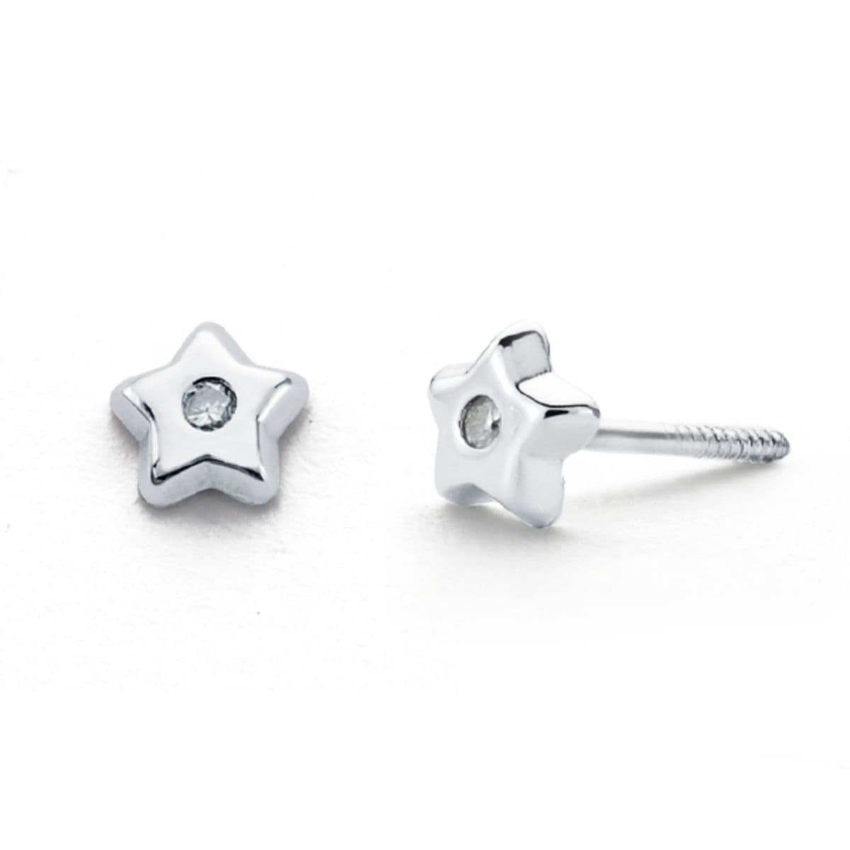 Pendientes Diamantes 0.02cts Tuerca Si-h de oro blanco 9K