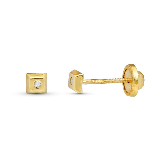 Pendientes Diamantes 0.02k Tuerca Si-h de oro amarillo 9K